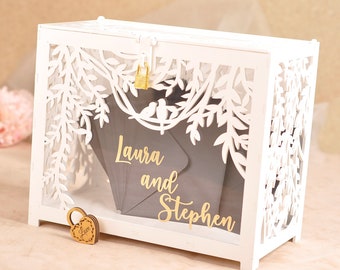 Classic Wedding Card Box with Slot and Lock