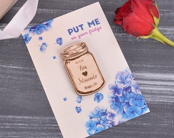 Rustic Mason Jar Wood Save The Date Magnet