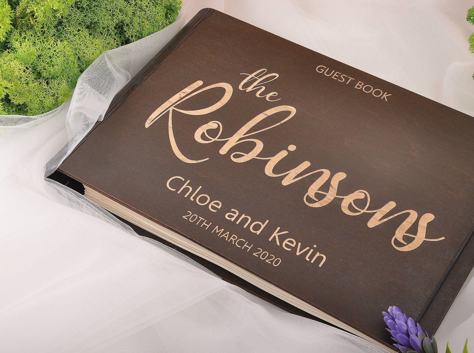 Modern Wood Wedding Guest Book. Beautiful Wedding Wish Book. | Etsy