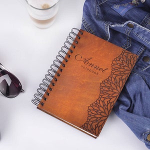 wooden notebook wood notebook with flowers personalized notebook personalized gift for her birthday gift for woman wooden cover sketchbook