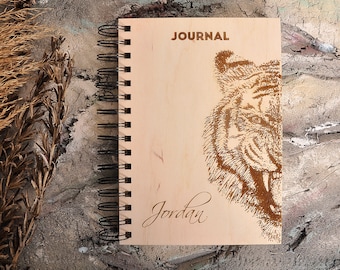 journal tiger, spiral notebook, personalize notebook