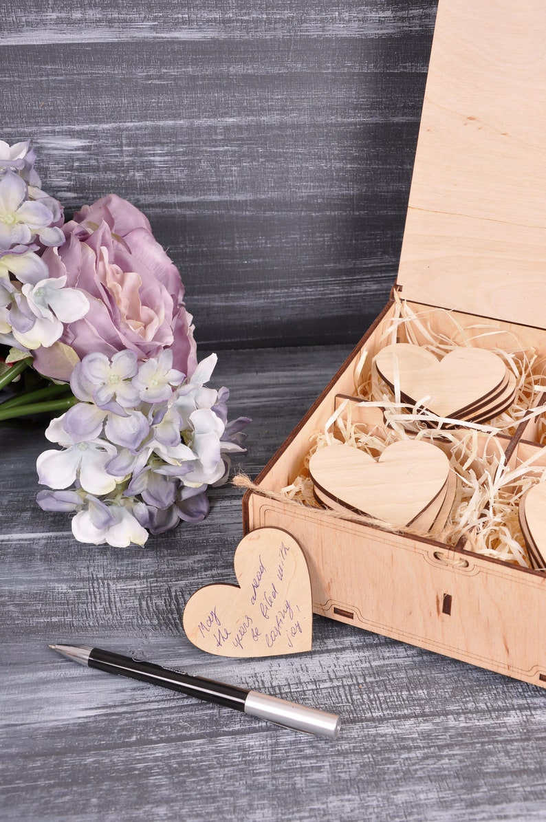 Wooden Hearts Guest Book Wedding Guest Book Alternative Wood Etsy