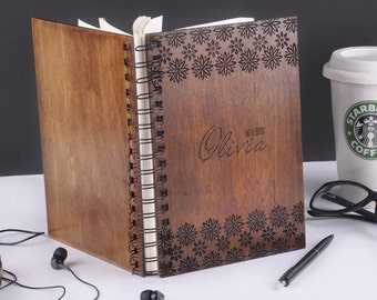 Wood Spiral Notebook A5, Wooden Sketchbook, Personalized Gift