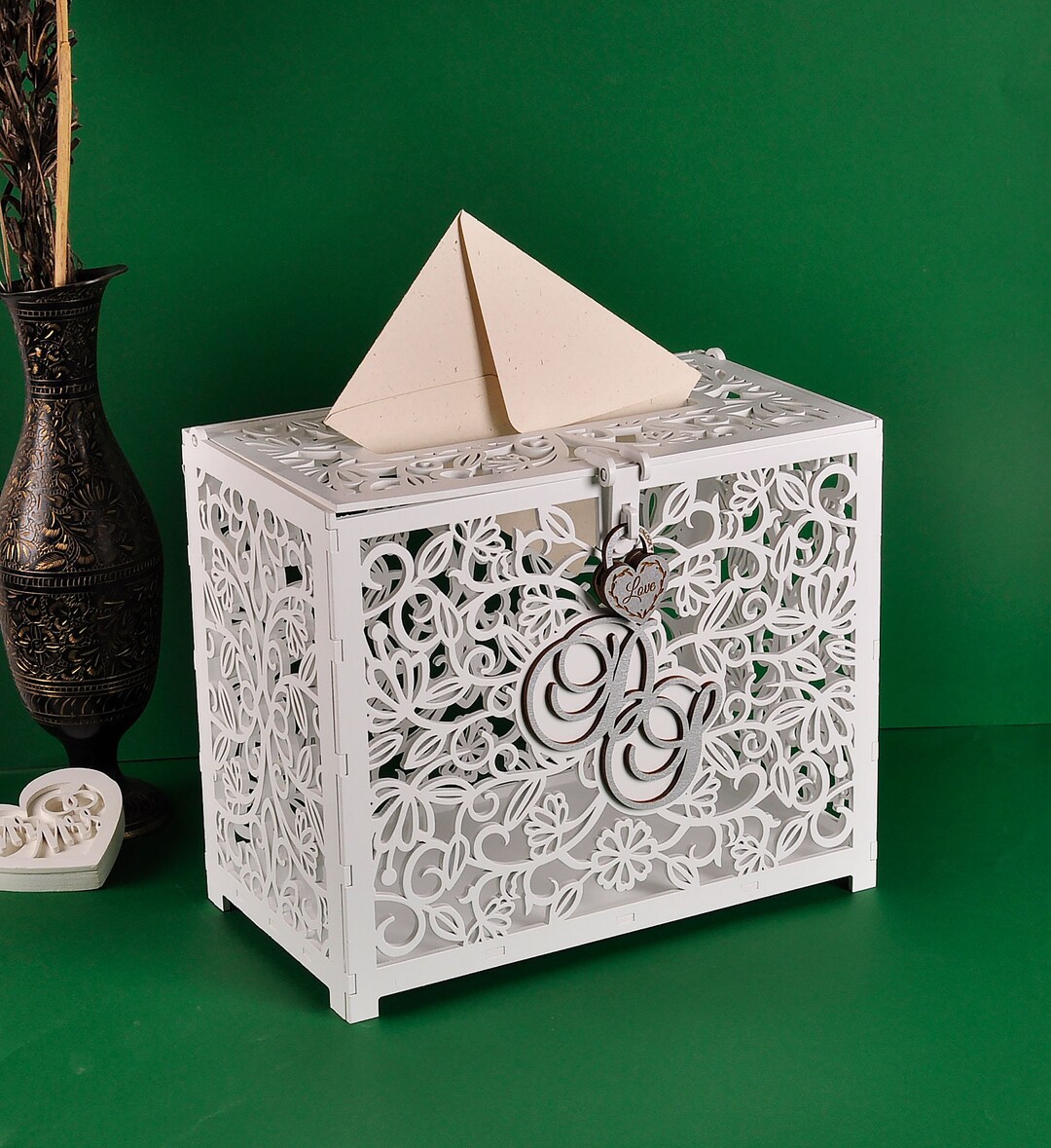 Initial Card Box Wedding Card Box With Initials - Etsy