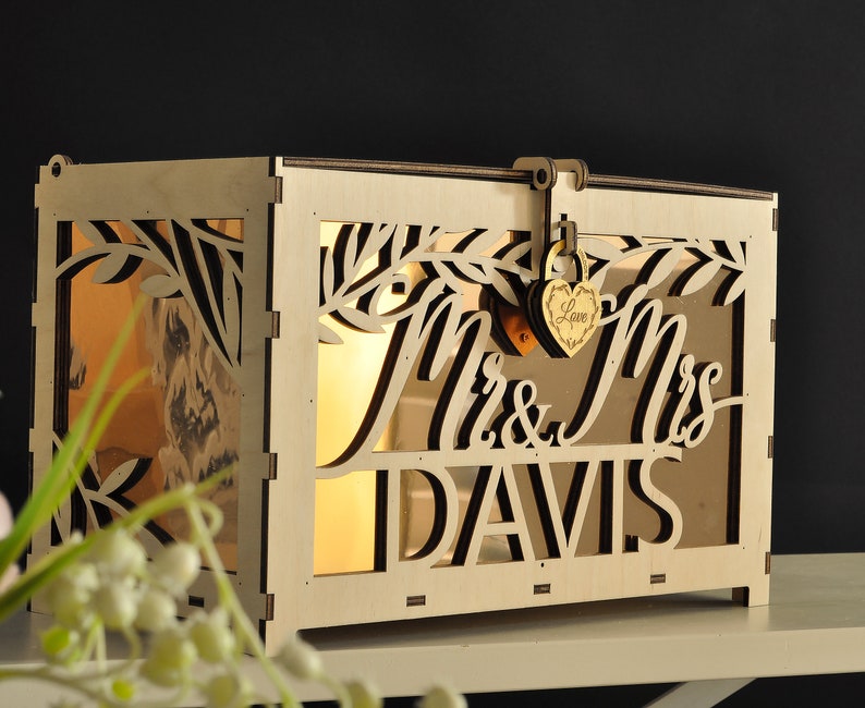 Elegant Plywood Wedding Card Box With Gold/silver Mirror - Etsy