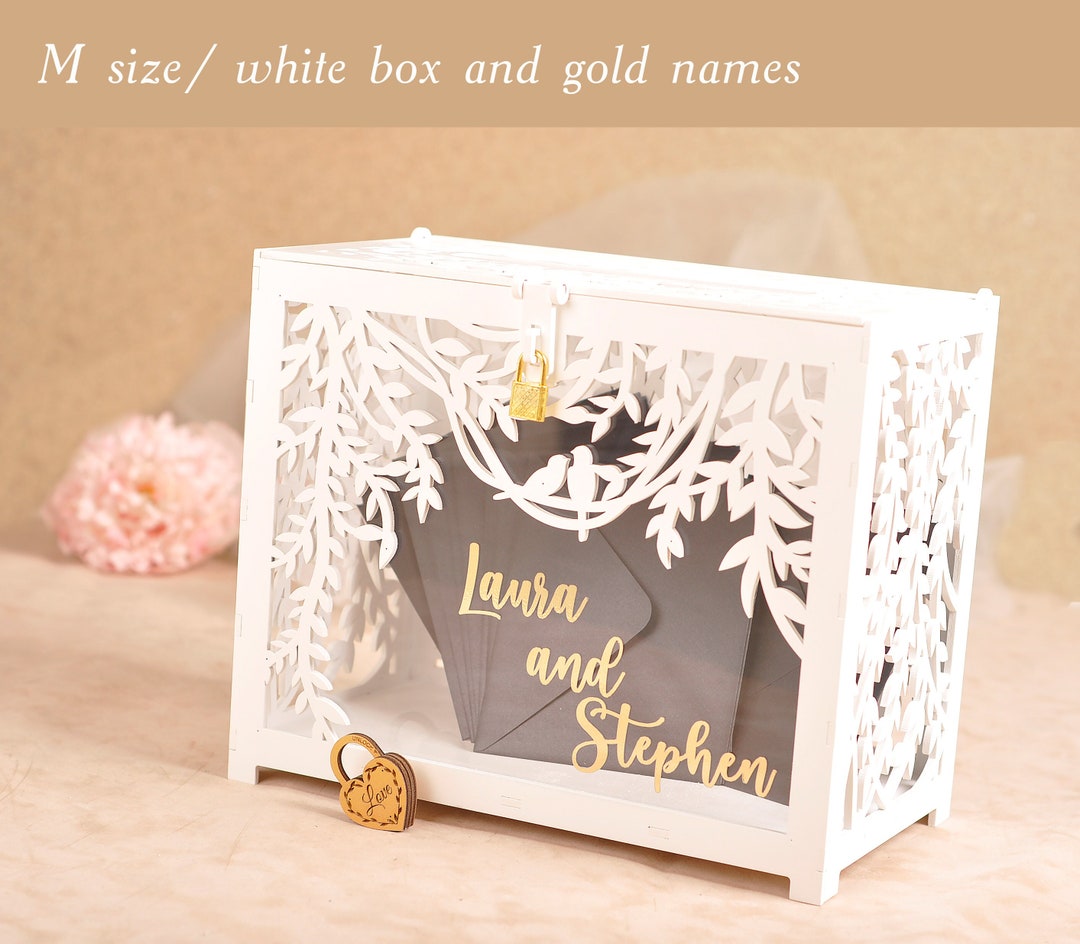 Classic Wedding Card Box With Slot and Lock - Etsy