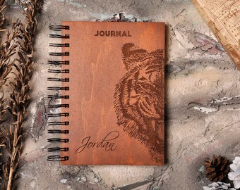 journal tiger, spiral notebook, personalize notebook