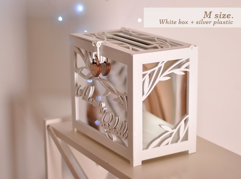 Personalized Wedding Card Box With Lock, Mirrored Gold or Silver - Etsy