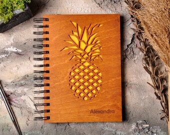Personalized notebook, wooden journal, 21th birthday gift for her, personalize notebook