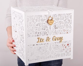 Wedding card box with slot. Wedding keepsake box