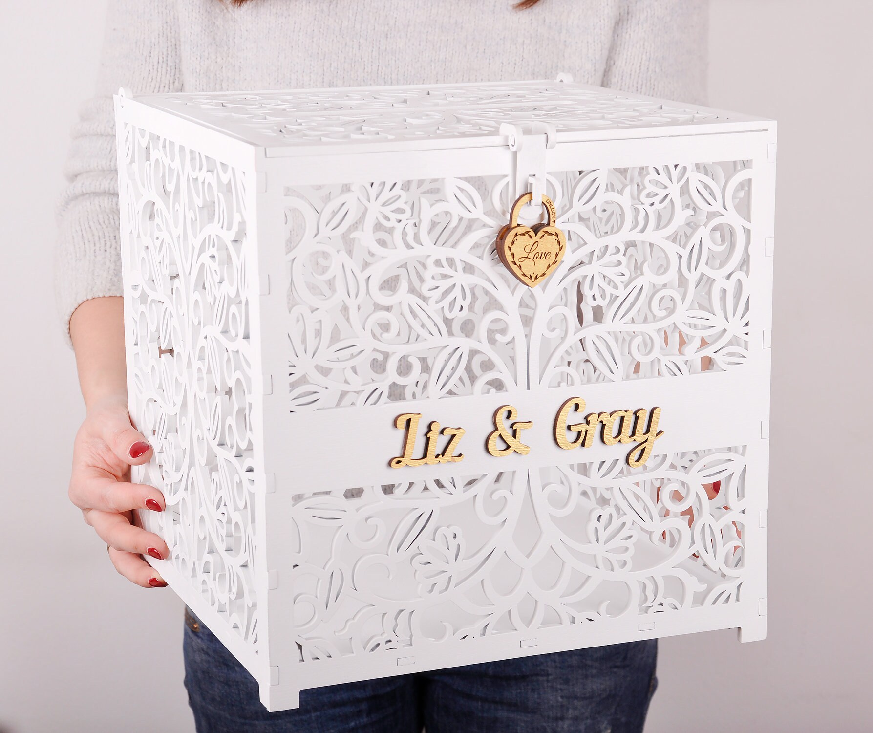Wedding card box with slot. Card box for wedding. Wedding post box.
