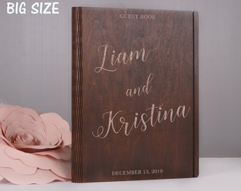 Wooden Wedding Guest Book, Engraved Birch Plywood