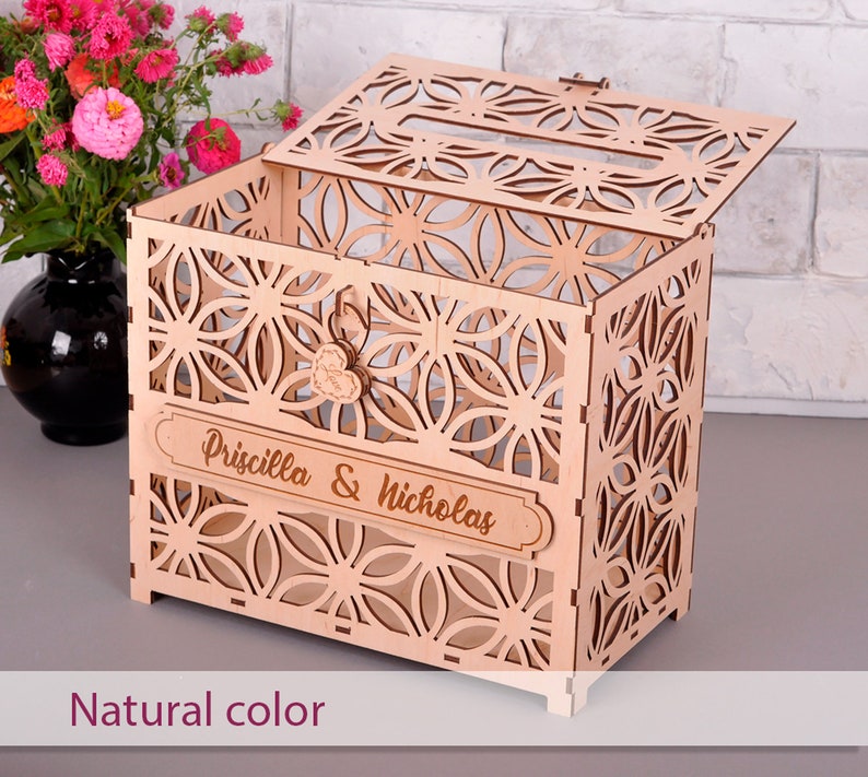 Wedding card box with lock wood card box wedding post box Etsy