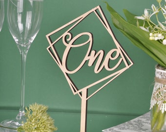 Rustic Wood Wedding Table Numbers, Modern Geometric Decor