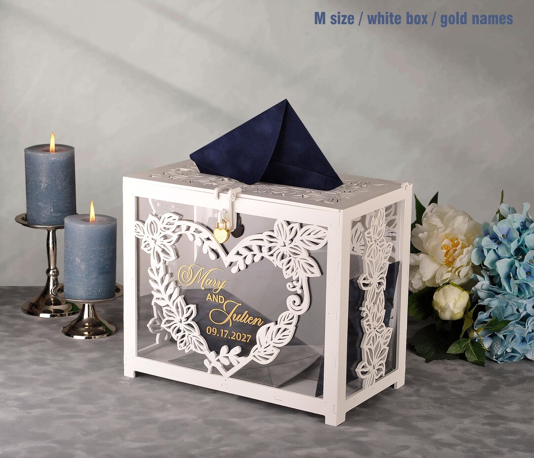 Classic Wedding Card Box With Slot and Lock. Wedding Box for Cards - Etsy