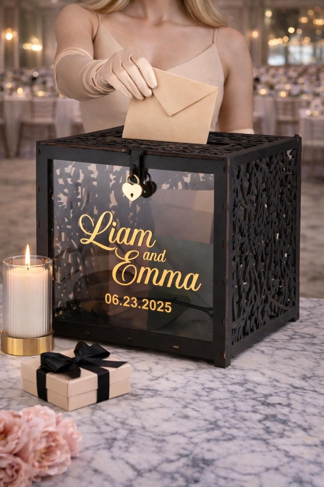 Gothic Wedding Card Box, Black Wedding Card Box, Personalized Keepsake ...