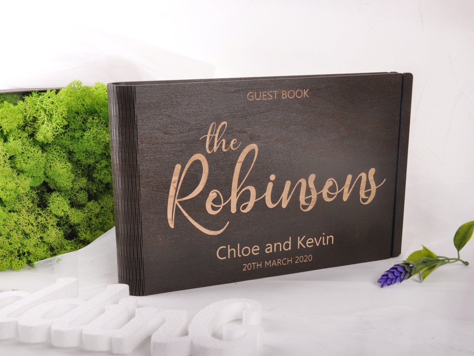 Modern Wood Wedding Guest Book. Beautiful Wedding Wish Book. | Etsy