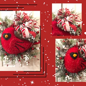 Cardinal Wreath für Ihre Winterdekoration, Weihnachtsgeschenk, Weihnachtsdekoration, Deco Mesh Reefs, Weihnachtskränze