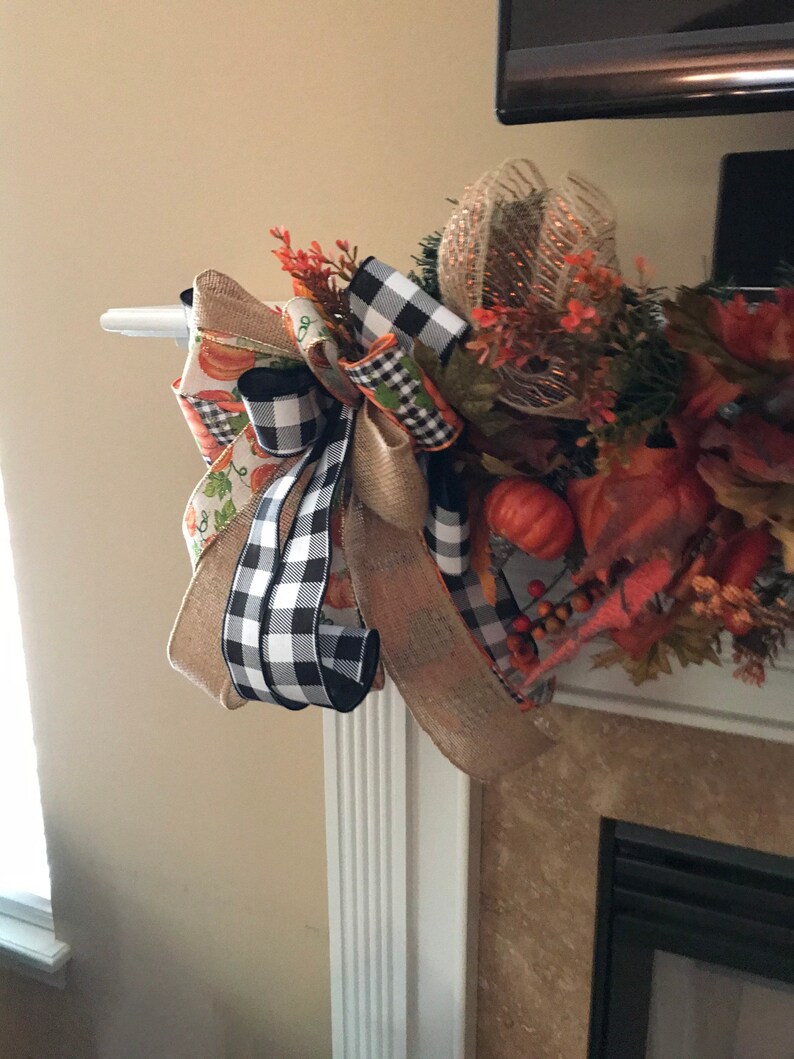 Fall Mantelpiece Garland Lighted Fall Garland Fall Fireplace Etsy