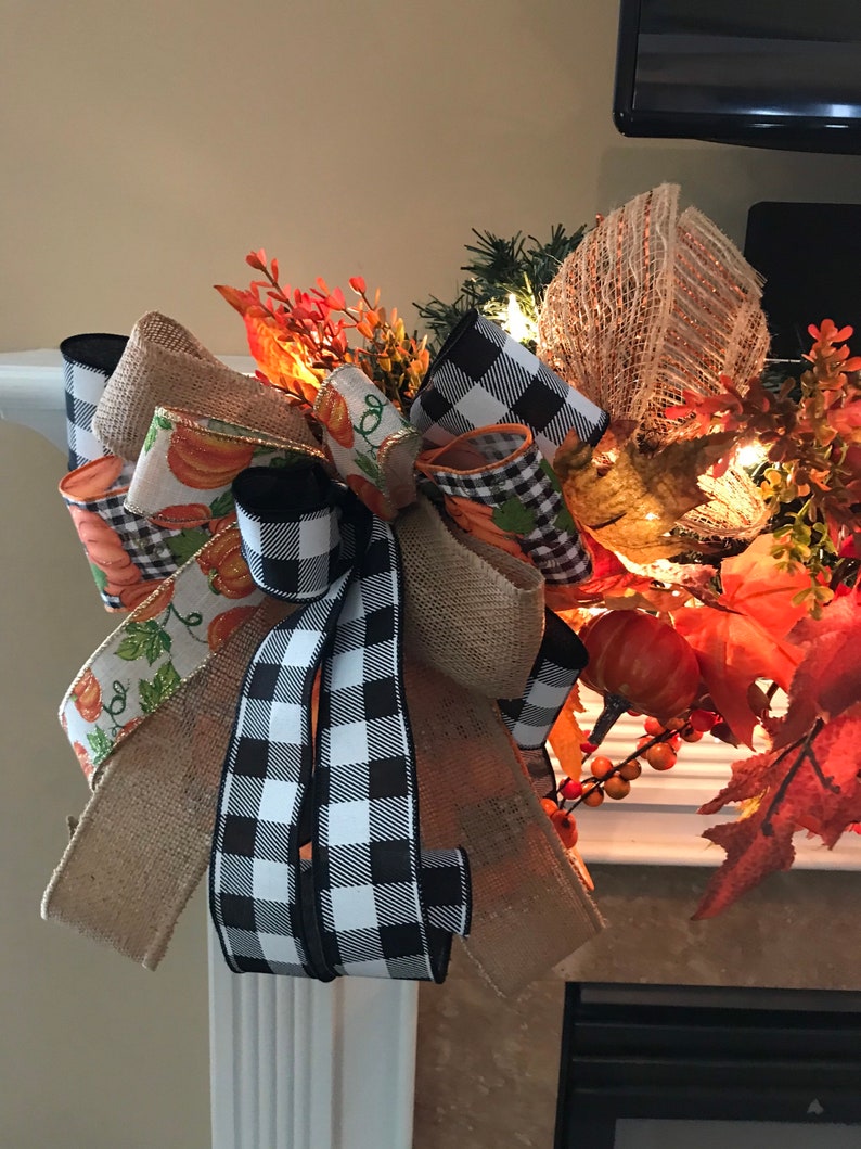 Fall Mantelpiece Garland Lighted Fall Garland Fall Fireplace Etsy