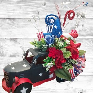 Ready to ship Patriotic Truck Centerpiece, Gift, Everyday Americana Arrangement,Patriotic Floral Arrangement, Patriotic Home Decor, July 4th