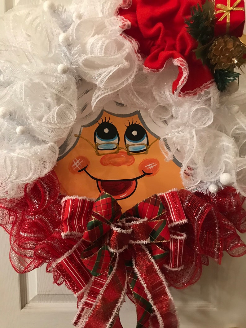 Mrs. Claus Deco Mesh Wreath Christmas Home Decor Christmas | Etsy