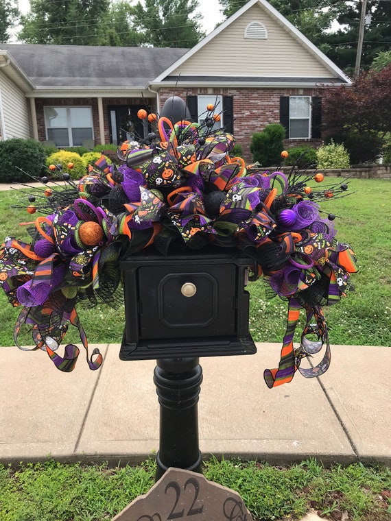 Halloween Mailbox Swag pieza central de Halloween grande Etsy