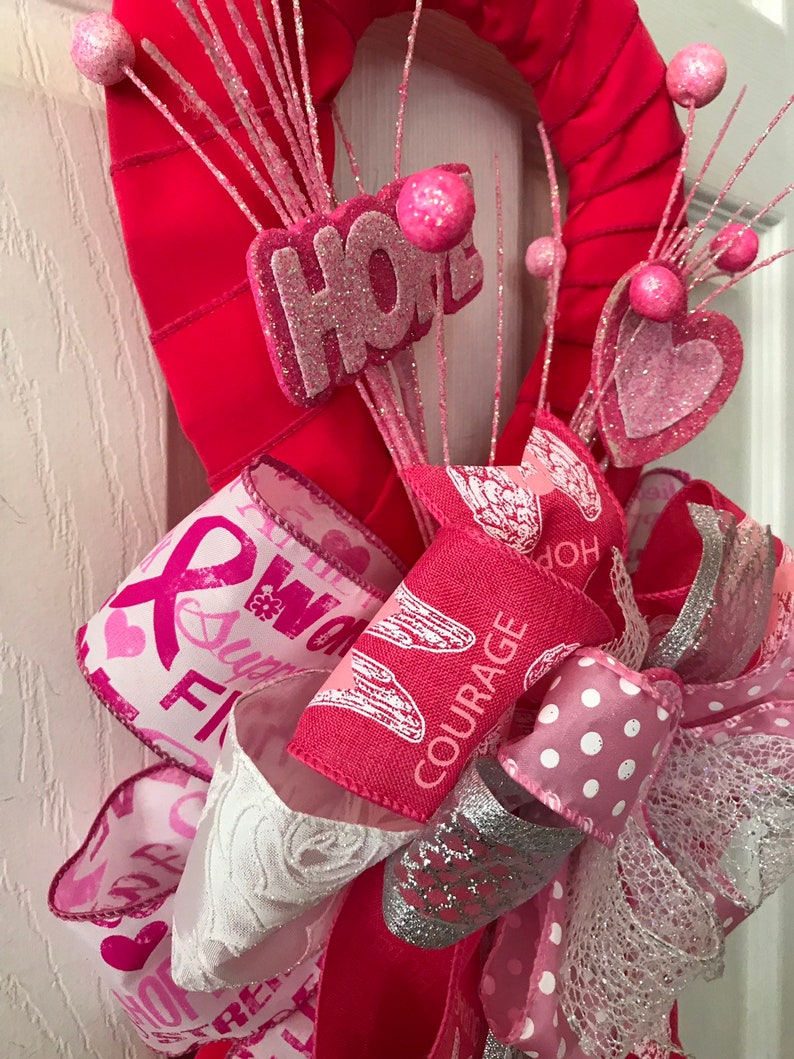 Breast Cancer Awareness Ribbon Door Hanger Door Hanger Home Etsy