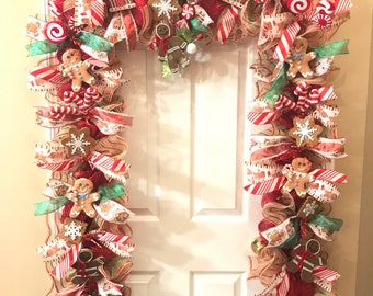 Gingerbread garland, Peppermint garland, Winter garland, Christmas garland, 9 foot garland, Front door garland