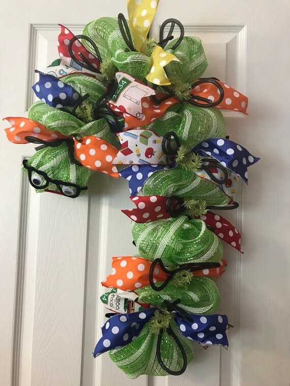 Back To School Bookworm Wreath Teacher Appreciation Back To Etsy