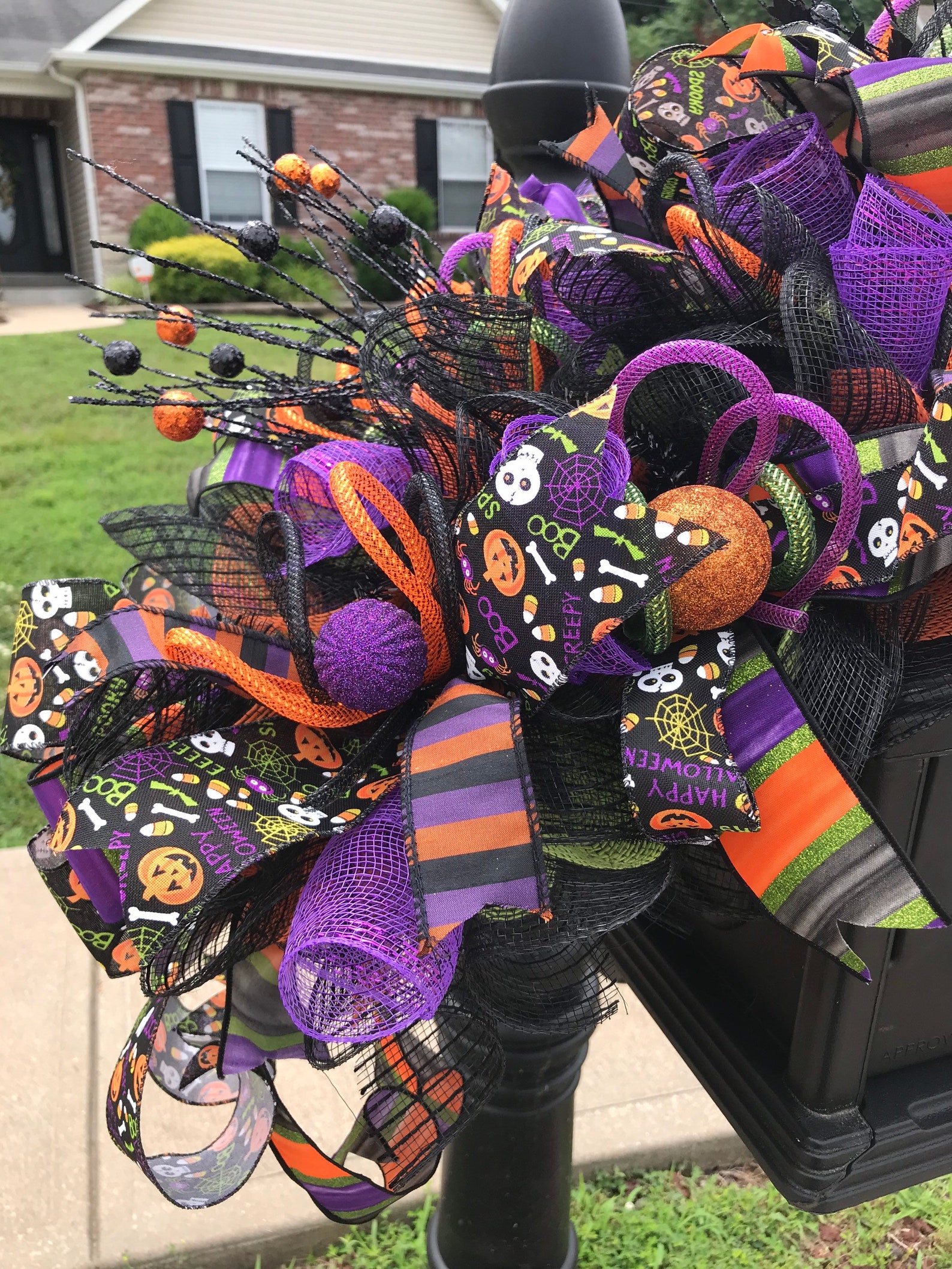 Halloween Mailbox Swag Large Halloween Centerpiece Halloween Etsy