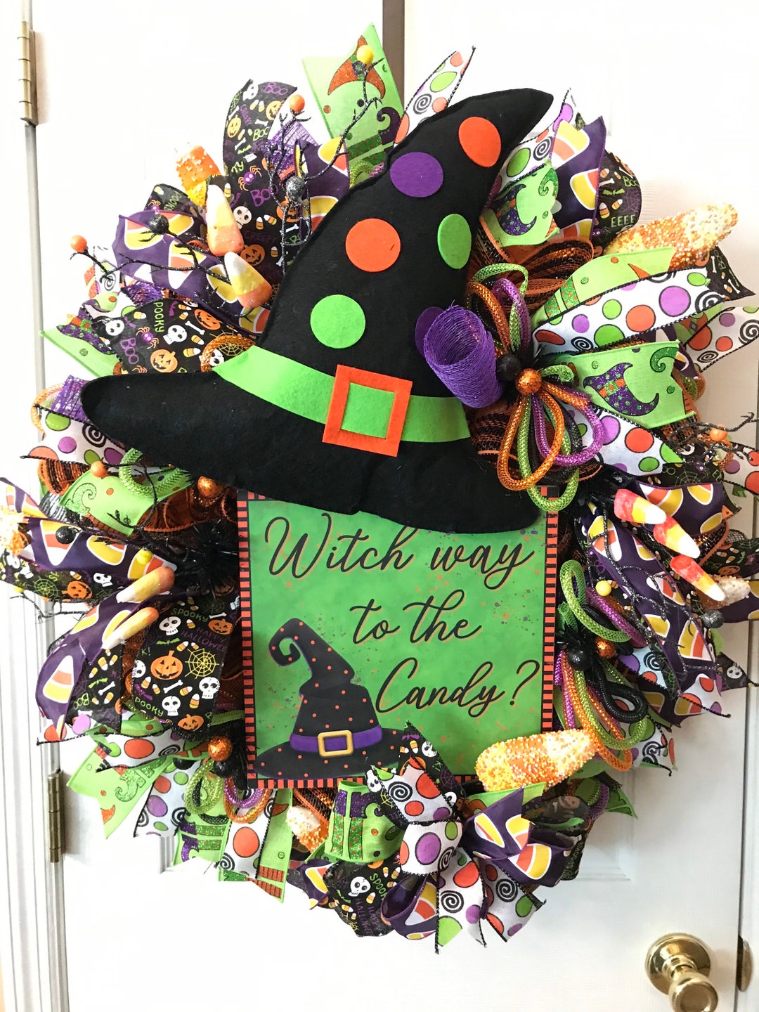 Witch Hat Wreath for Your Front Door, Halloween Wreaths, Deco Mesh ...