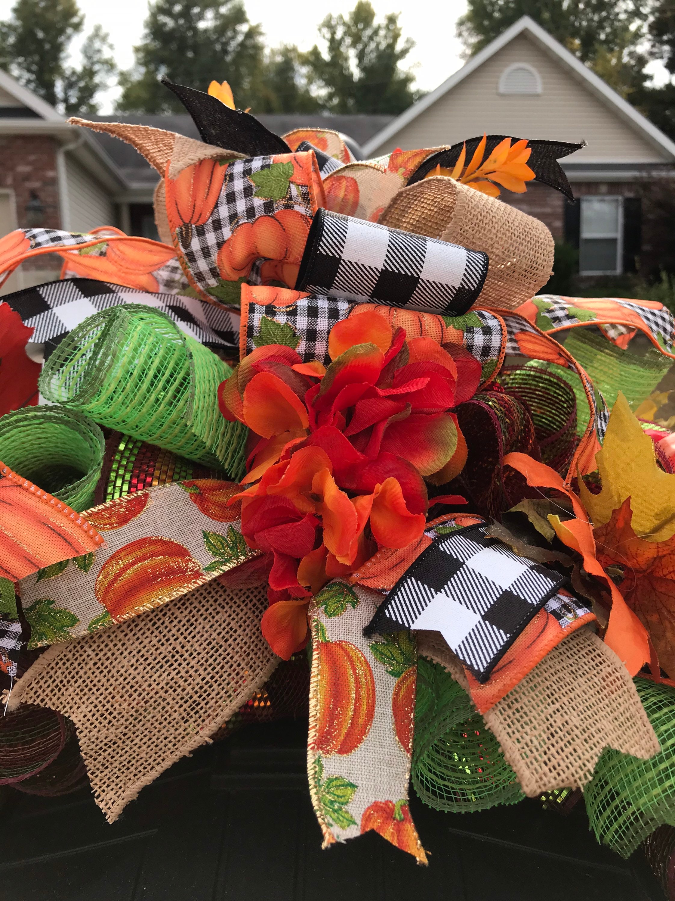 Fall Mailbox Swag Large Fallcenterpiece Thanksgiving Decor Etsy