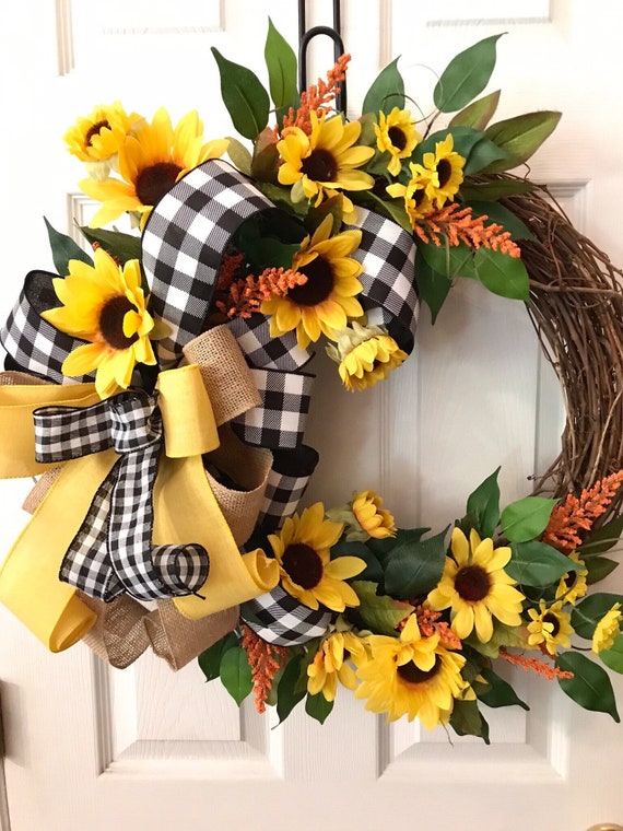 Everyday Wreath Sunflower Wreath Everyday Grapevine Wreath Etsy