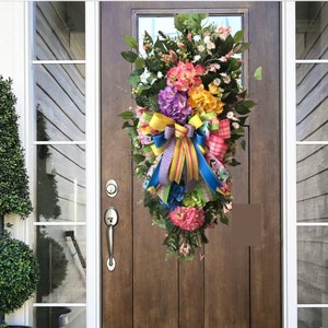 Floral Everyday Swag, Hydrangea swag, Door Swag, Spring wreath, Door Hanger, Door Swags, Teardrop Swag, Summer wreath, Christmas gifts
