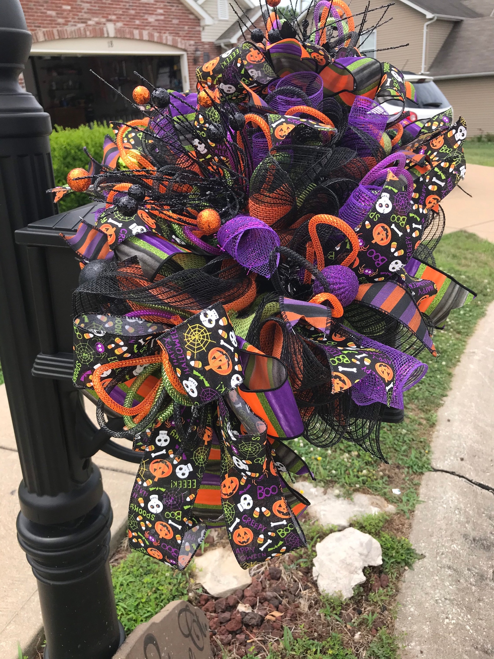 Halloween Mailbox Swag Large Halloween Centerpiece Halloween Etsy