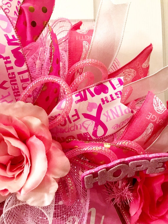 Breast Cancer Awareness Wreath: Pink Deco Mesh, Survivor Support