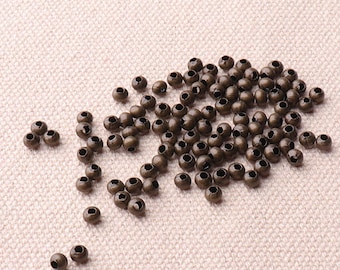 Bronze 3mm Small Round Beads Metal Spacer Beads 100 pcs Tiny Beads For Jewelry Making