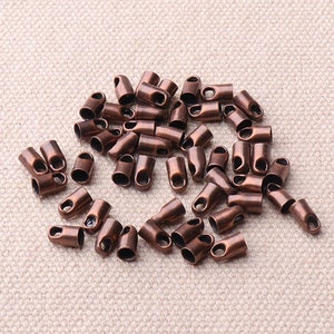 200pcs Cord End Caps Red Copper Tubes Cord Loops Perfect for 2mm Cords Jewelry Findings Supplies