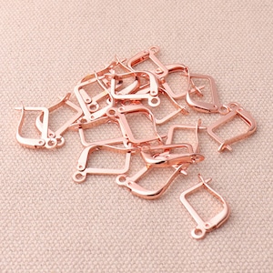 30 pcs Rose gold Square Lever Back hinged Earrings Hook Open Loop Findings DIY Making