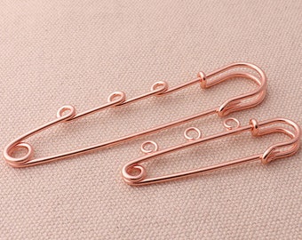 Kilt Pin With Loops Rose gold Safety Pin Brooch 3 loops and 4 Loops 78mm,50mm Large Safety Pins (2 sizes) 6pcs Per Bag