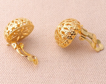 6pairs Gold Earring Clip With Filigree Design Non Pierced Ears Change Pierced Over to Clip