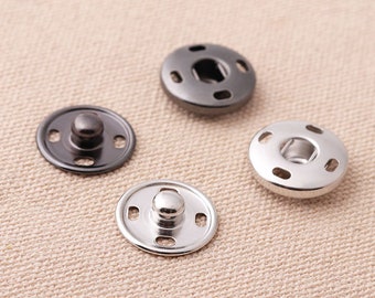8 Sets Black and Silver 17mm Metal Snap Fasteners Press Studs Two Parts Garment,Bag Suppies