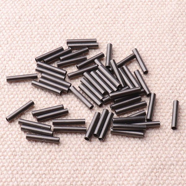 40pcs Beads Tube Round Black 20mm (Length)Tube Spacer Tube For Jewelry Finding