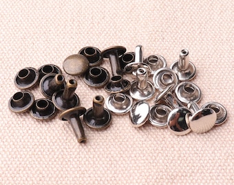 50pcs Double Cap Rivets 8*6mm Round Rapid Rivet Punk Rock Silver & bronze Color Leathercraft Rivet 8*6mm Cap Studs Rivets