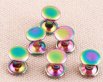 50pcs Rainbow color  Double Cap Rivets stud finding Rivets 9*12mm Leather Rivets diy garment bag accessories