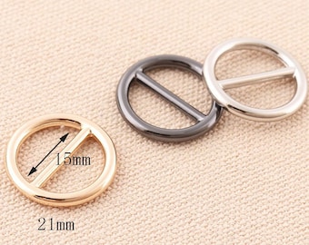 10pc 15mm Slide buckle Strap Buckles Belt Buckle round shape metal buckle Adjuster buckles high quality in Gold，Silver,Black
