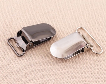 10pcs Black and Silver Round Head Metal Pacifier Clips Buckles suspender clips Bib Holder