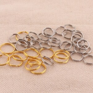 50pcs 12mm gold Split Key Ring silver 10mm Split Jump Rings Small Key Ring Tiny key Chain Ring key fob hardware supplies