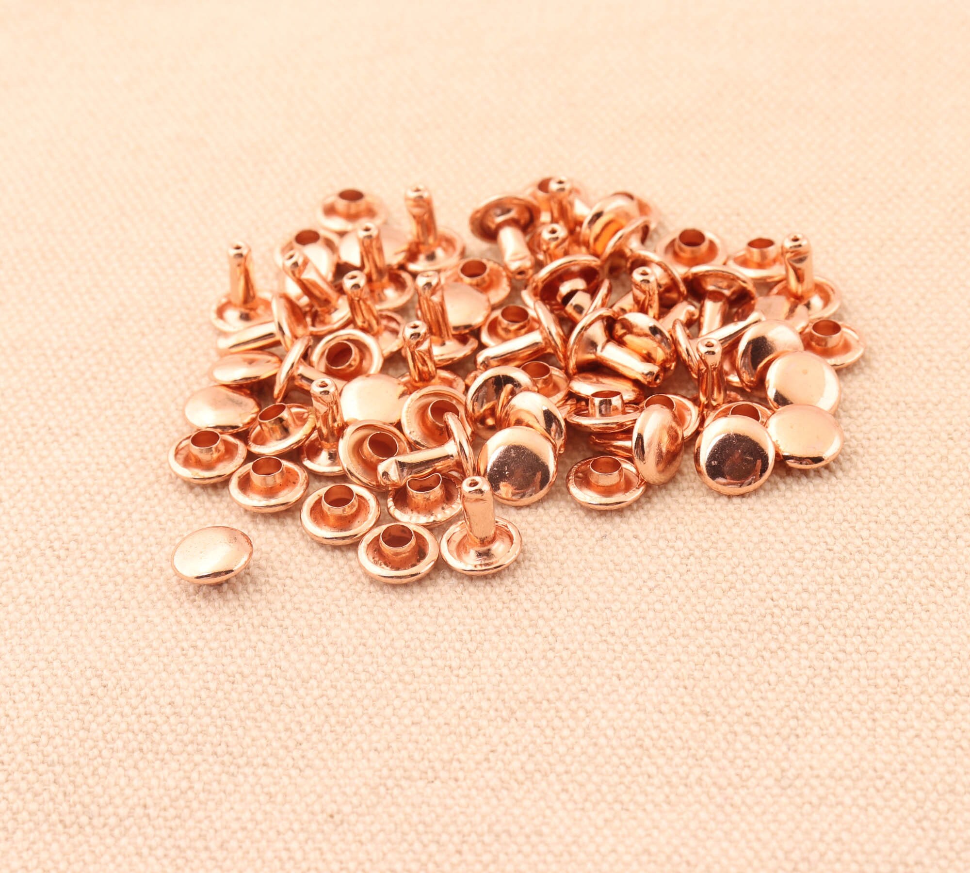 100pcs Double Cap Rivets rose gold color metal Spike Stud Etsy